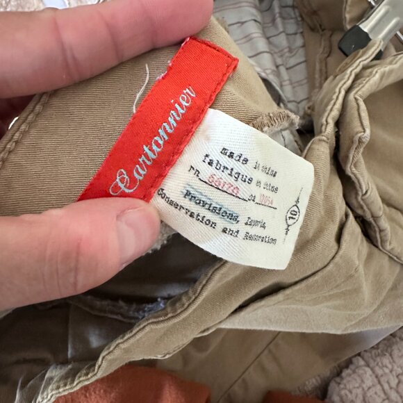 Tan Wide Legged Hemmed Pants - Picture 8 of 9